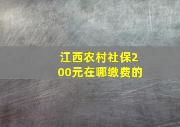 江西农村社保200元在哪缴费的