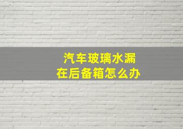 汽车玻璃水漏在后备箱怎么办