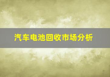 汽车电池回收市场分析