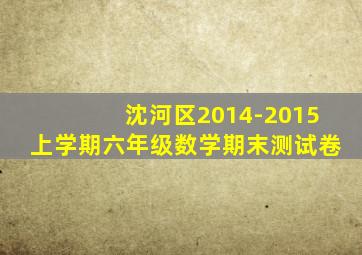 沈河区2014-2015上学期六年级数学期末测试卷