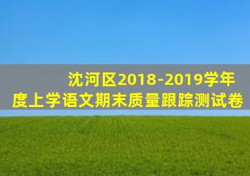 沈河区2018-2019学年度上学语文期末质量跟踪测试卷