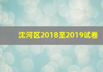 沈河区2018至2019试卷