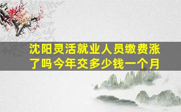 沈阳灵活就业人员缴费涨了吗今年交多少钱一个月