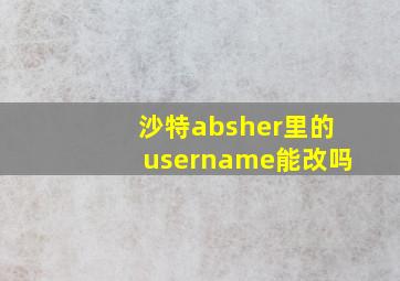 沙特absher里的username能改吗