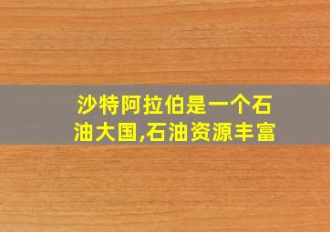 沙特阿拉伯是一个石油大国,石油资源丰富