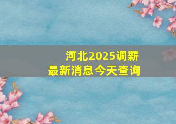 河北2025调薪最新消息今天查询