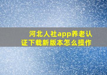 河北人社app养老认证下载新版本怎么操作