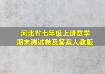 河北省七年级上册数学期末测试卷及答案人教版