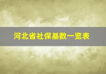 河北省社保基数一览表