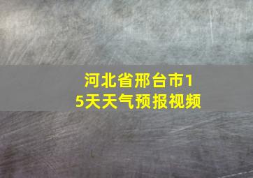 河北省邢台市15天天气预报视频