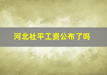 河北社平工资公布了吗