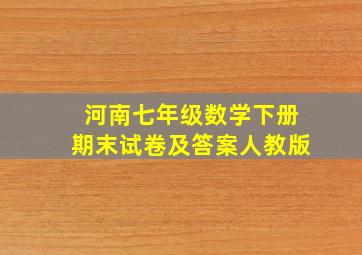 河南七年级数学下册期末试卷及答案人教版