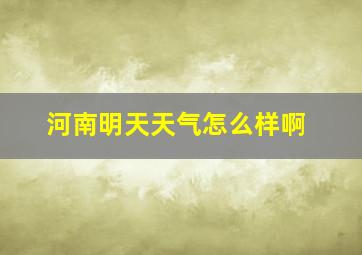 河南明天天气怎么样啊