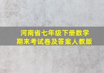 河南省七年级下册数学期末考试卷及答案人教版