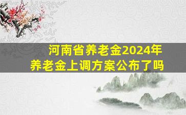 河南省养老金2024年养老金上调方案公布了吗