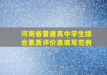 河南省普通高中学生综合素质评价表填写范例