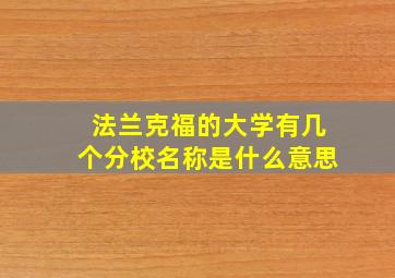 法兰克福的大学有几个分校名称是什么意思