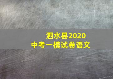 泗水县2020中考一模试卷语文