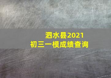 泗水县2021初三一模成绩查询