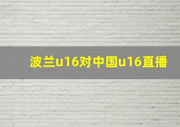 波兰u16对中国u16直播