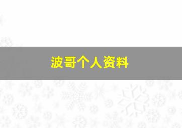 波哥个人资料