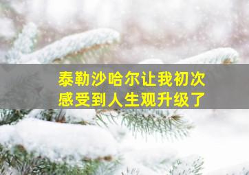 泰勒沙哈尔让我初次感受到人生观升级了