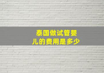 泰国做试管婴儿的费用是多少