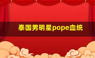 泰国男明星pope血统