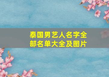 泰国男艺人名字全部名单大全及图片