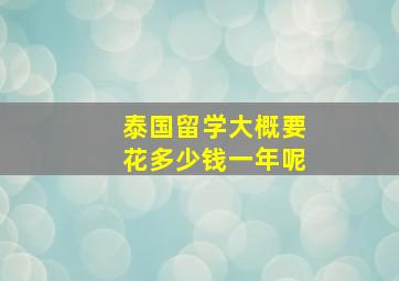 泰国留学大概要花多少钱一年呢