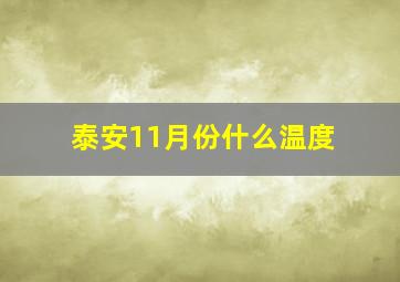 泰安11月份什么温度