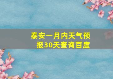 泰安一月内天气预报30天查询百度