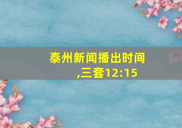 泰州新闻播出时间,三套12:15