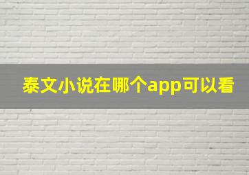 泰文小说在哪个app可以看