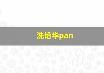 洗铅华pan