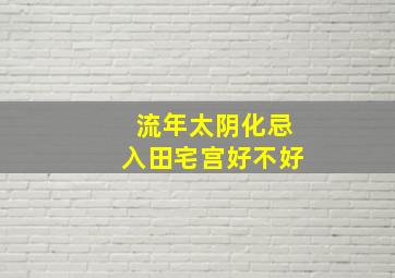 流年太阴化忌入田宅宫好不好