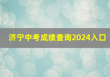 济宁中考成绩查询2024入口