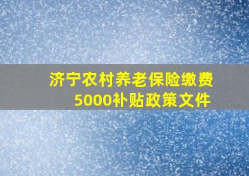 济宁农村养老保险缴费5000补贴政策文件