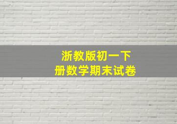 浙教版初一下册数学期末试卷