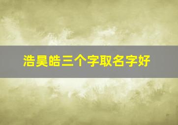 浩昊皓三个字取名字好