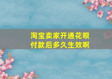 淘宝卖家开通花呗付款后多久生效啊