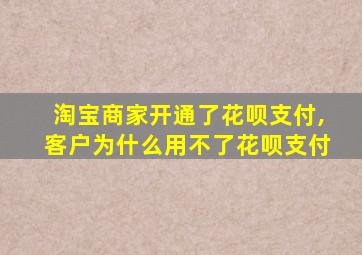 淘宝商家开通了花呗支付,客户为什么用不了花呗支付