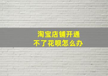 淘宝店铺开通不了花呗怎么办