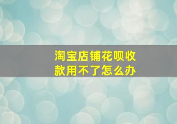 淘宝店铺花呗收款用不了怎么办