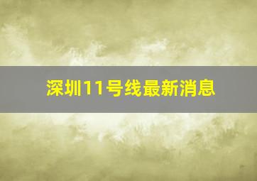 深圳11号线最新消息