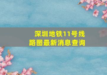 深圳地铁11号线路图最新消息查询