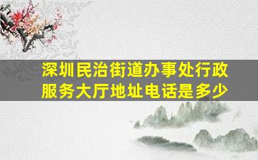 深圳民治街道办事处行政服务大厅地址电话是多少