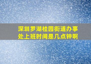 深圳罗湖桂园街道办事处上班时间是几点钟啊