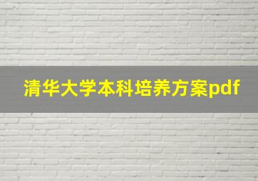 清华大学本科培养方案pdf