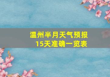 温州半月天气预报15天准确一览表